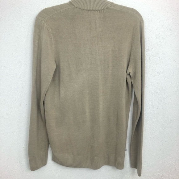 Geoffrey Beene Mens Tan 1/4 length Zipper Sweater Size M - Picture 2 of 6